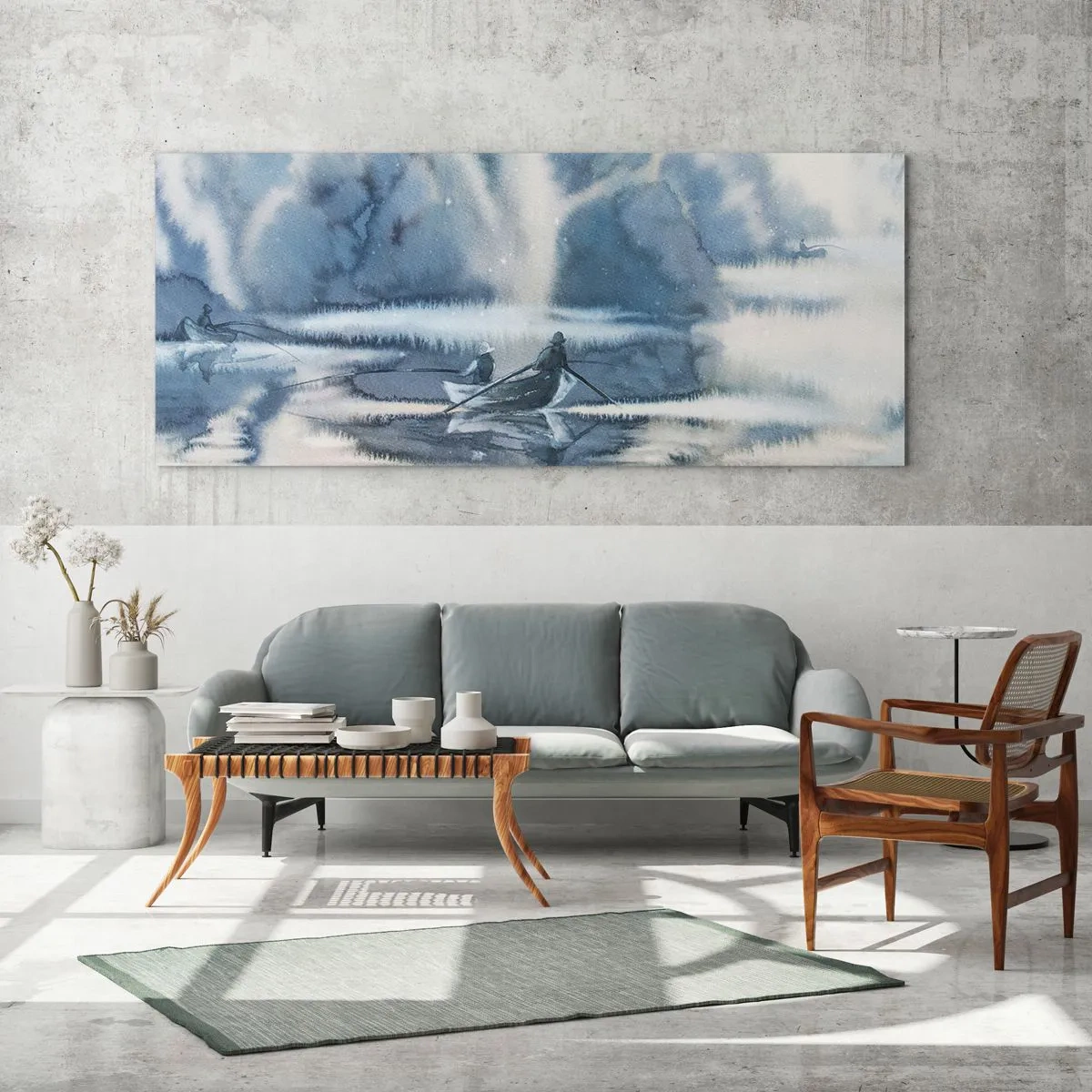 Impression sur verre - Image sur verre - Les pêcheurs dans leur paradis - 90x30 cm