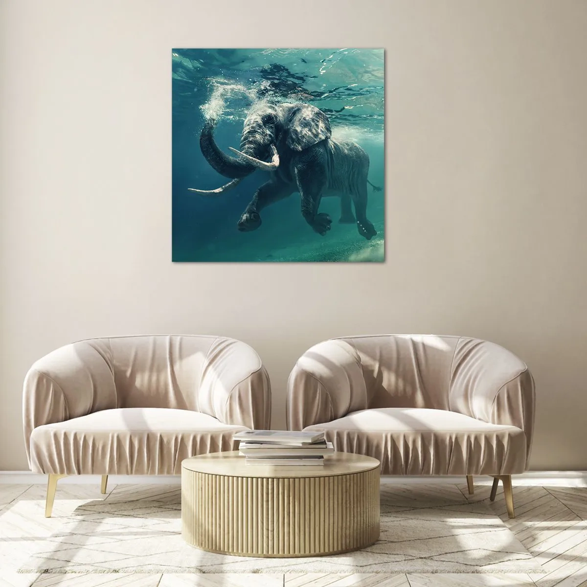 Impression sur verre - Image sur verre - Tout le monde aime nager - 50x50 cm