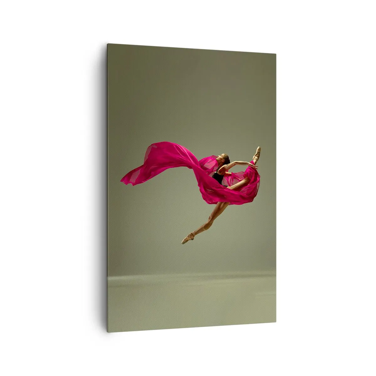 Impression sur toile - Image sur toile - Danseuse de ballet dans une pose dynamique avec du tissu rose - 80x120cm - Flamme dansante - Décoration murale moderne pour le salon et la chambre ARTTOR