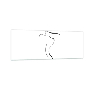 Impression sur verre - Image sur verre - Contour minimaliste d'une silhouette féminine sur fond blanc - 140x50cm - Insaisissable comme une vague - Décoration murale moderne pour le salon et la chambre ARTTOR