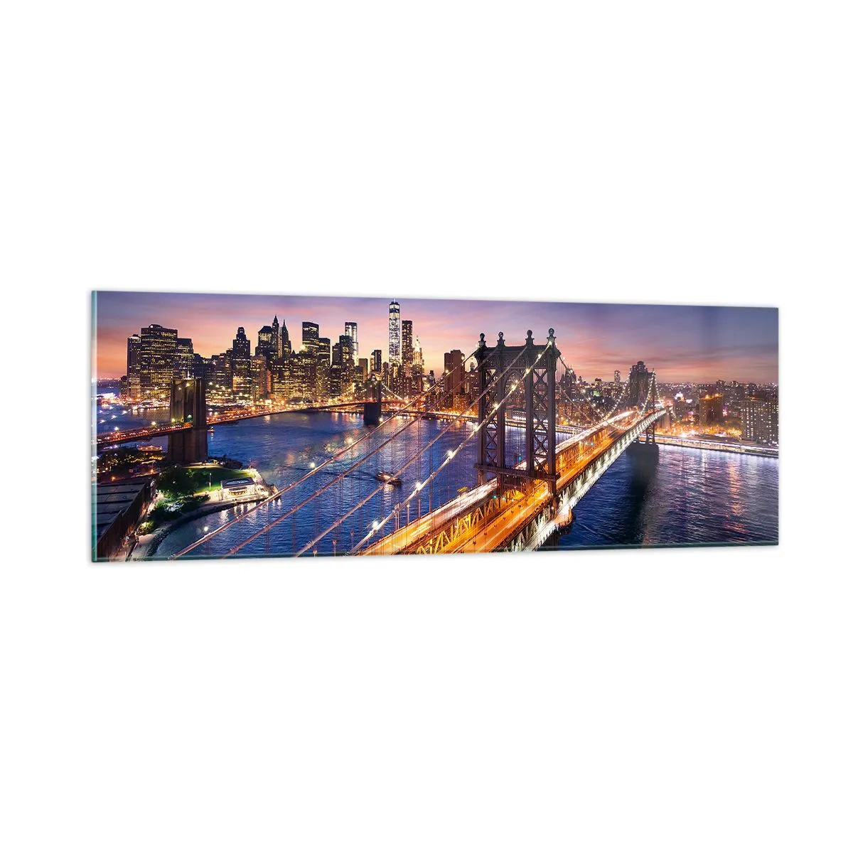 Impression sur verre - Image sur verre - Un pont lumineux au cœur de la ville - 90x30 cm