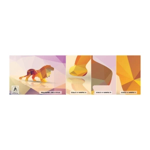 Échantillon de Papier Peint Autocollant Deluxe Sticker - Le roi du diamant - Animaux, Lion, Figure géométrique - 100x30 cm