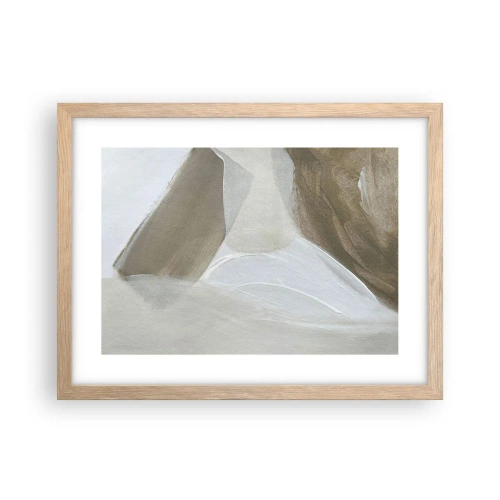 Affiche dans un chêne clair - Poster - Une vague de blanc - 40x30 cm