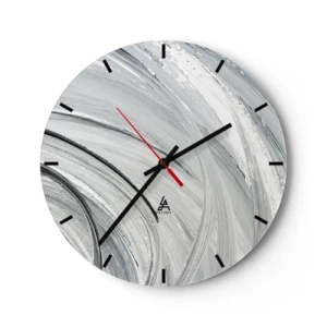 Horloge murale - Pendule murale - Cercles gris ressemblant au mouvement dynamique de l'orbite - 30x30cm - Composition orbitale - Décoration murale moderne pour le salon, la cuisine et la chambre ARTTOR