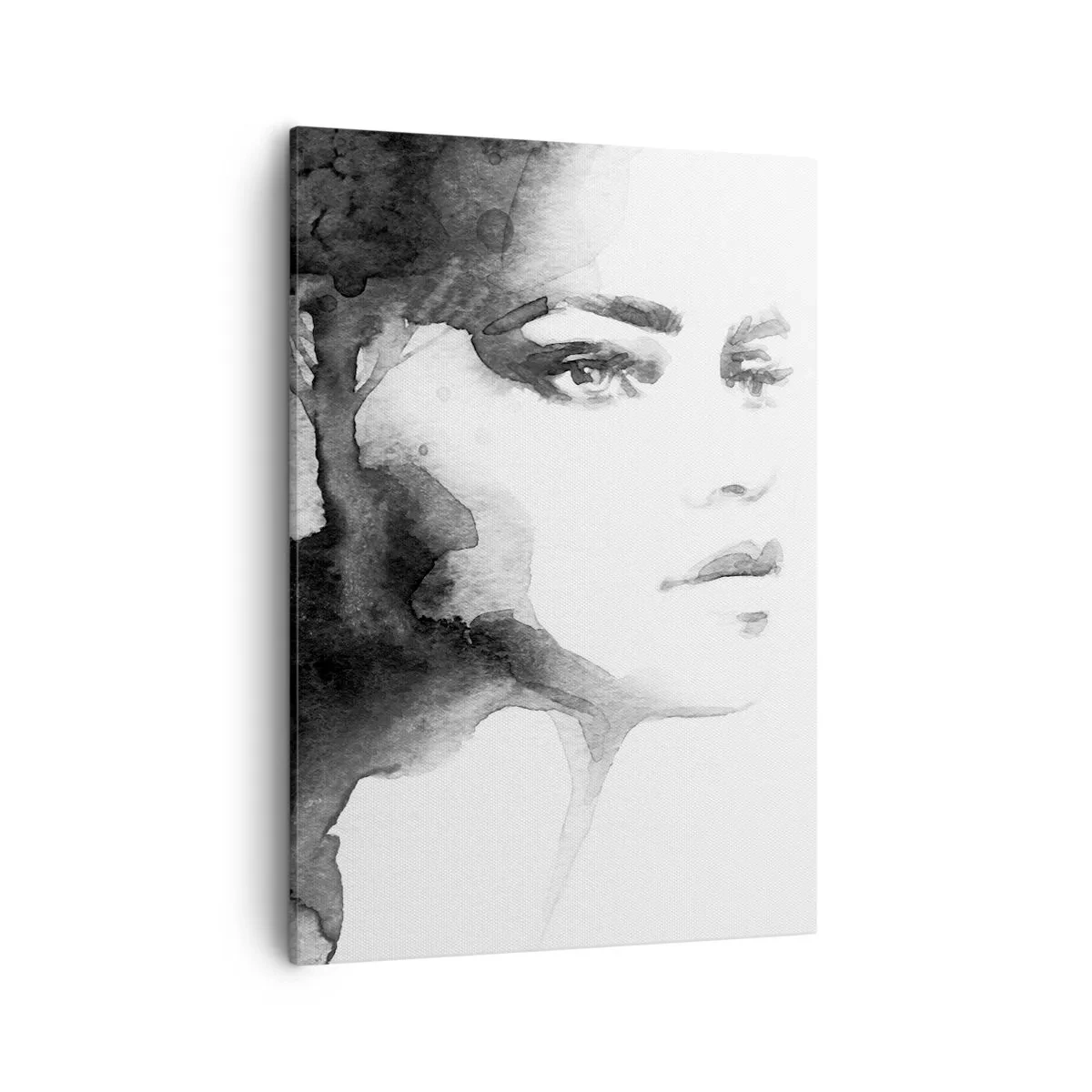 Impression sur toile - Image sur toile - Un portrait subtil d'une femme dans des tons de noir et blanc - 50x70cm - Fait de mystère et de brouillard - Décoration murale moderne pour le salon et la chambre ARTTOR