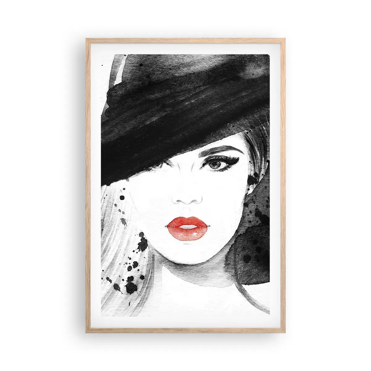 Affiche dans un chêne clair - Poster - Dame en noir - 61x91 cm