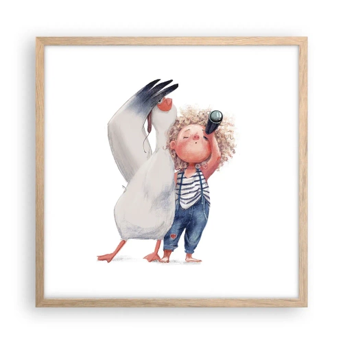 Affiche dans un chêne clair - Poster - Plan de grand voyage - 50x50 cm