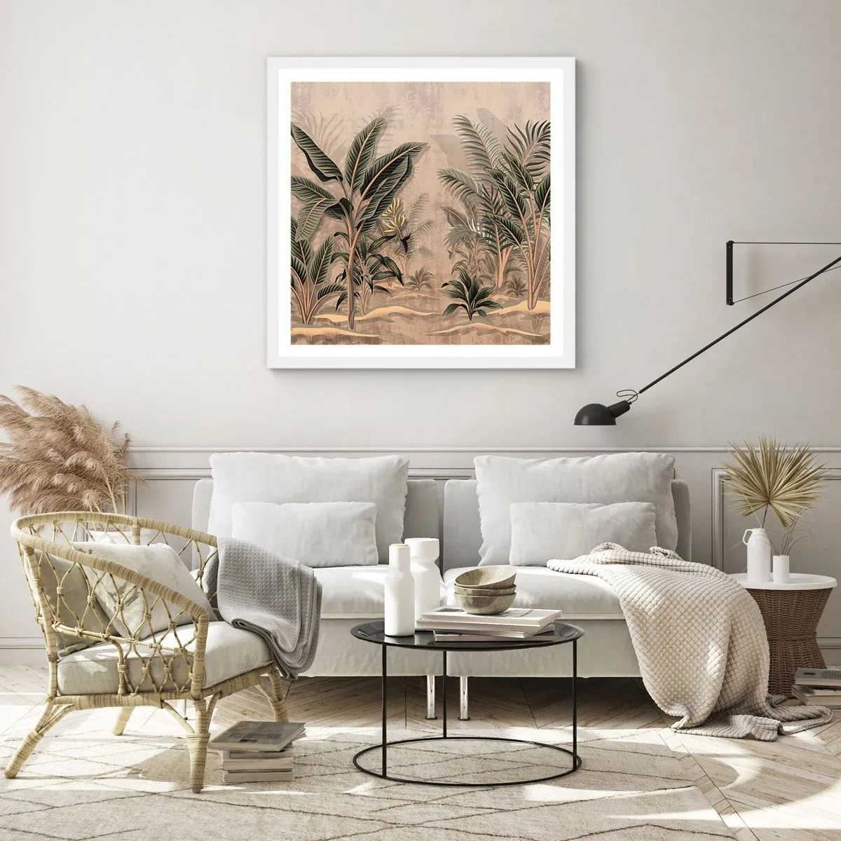 Affiche dans un cadre blanc - Poster - Une gravure de style colonial - 60x60 cm