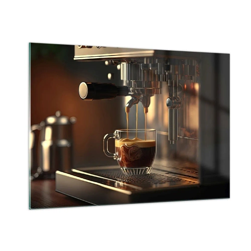 Impression sur verre - Image sur verre - Café expresso dans un verre avec de la mousse - 100x70cm - Un mélange sensuel - Décoration murale moderne pour le salon et la chambre ARTTOR