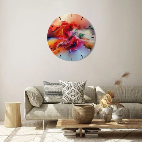 Horloge murale - Pendule murale - Un mélange abstrait de couleurs créant une composition dynamique. - 30x30cm - Comment attraper des rêves - fumée - Décoration murale moderne pour le salon, la cuisine et la chambre ARTTOR