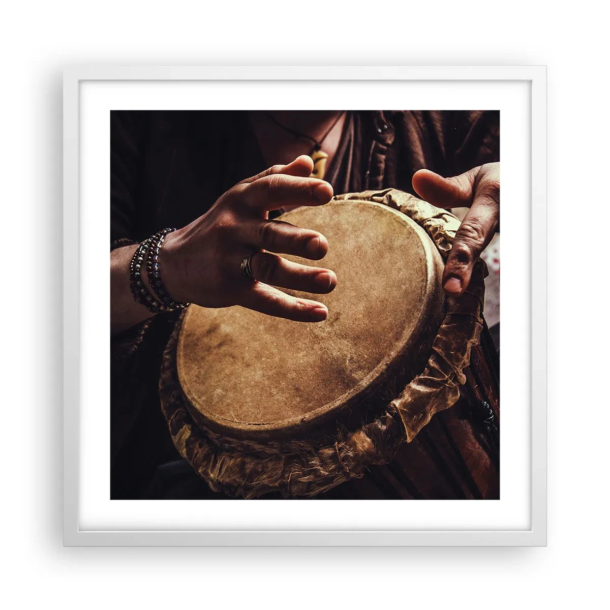 Affiche dans un cadre blanc - Poster - Au rythme du coeur - 50x50 cm