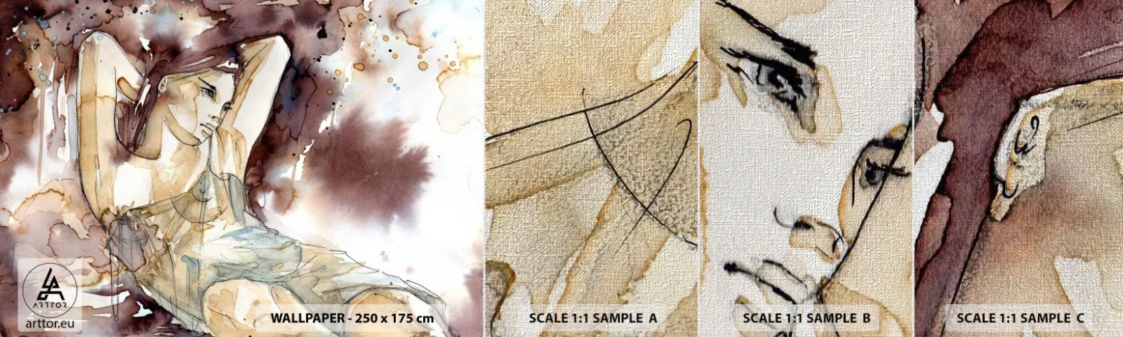 Échantillon de Papier Peint Premium Canvas - D'humeur lilas - Abstraction, Femme, Corps - 100x30 cm