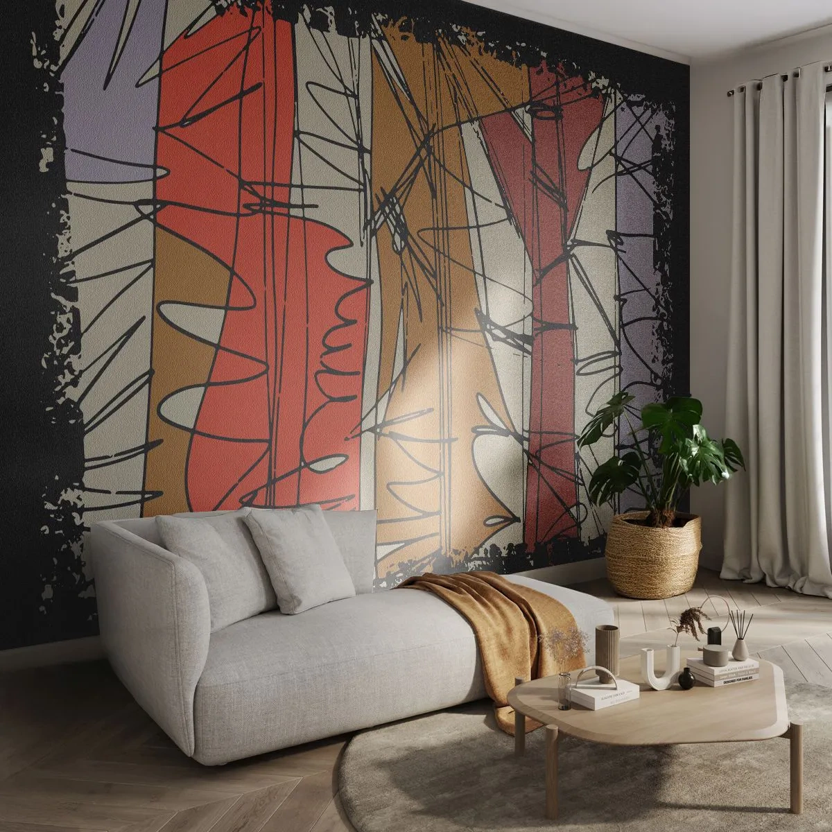 Papier Peint Photo Premium Canvas - Composition spontanée - Abstraction, Morceau, Gribouillis - 250x175 cm