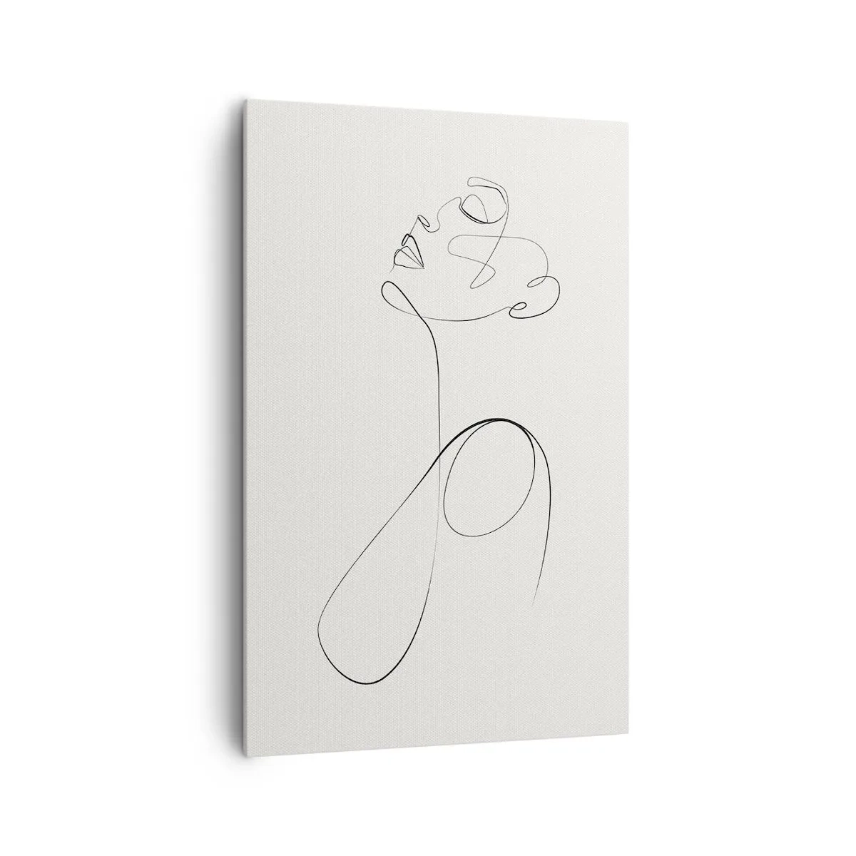 Impression sur toile - Image sur toile - Croquis de visage minimaliste au trait sur fond blanc - 80x120cm - En boucle dans les rêves - Décoration murale moderne pour le salon et la chambre ARTTOR