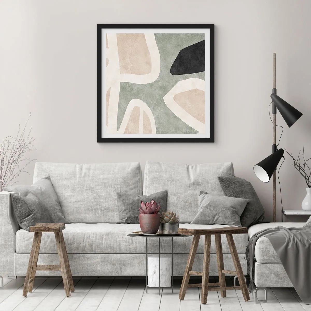 Affiche dans un cadre noir - Poster - Composition pour motif noir - 60x60 cm