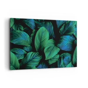 Impression sur toile - Image sur toile - Feuilles vertes dans un style minimaliste - 100x70cm - Dans la foule verte - Décoration murale moderne pour le salon et la chambre ARTTOR