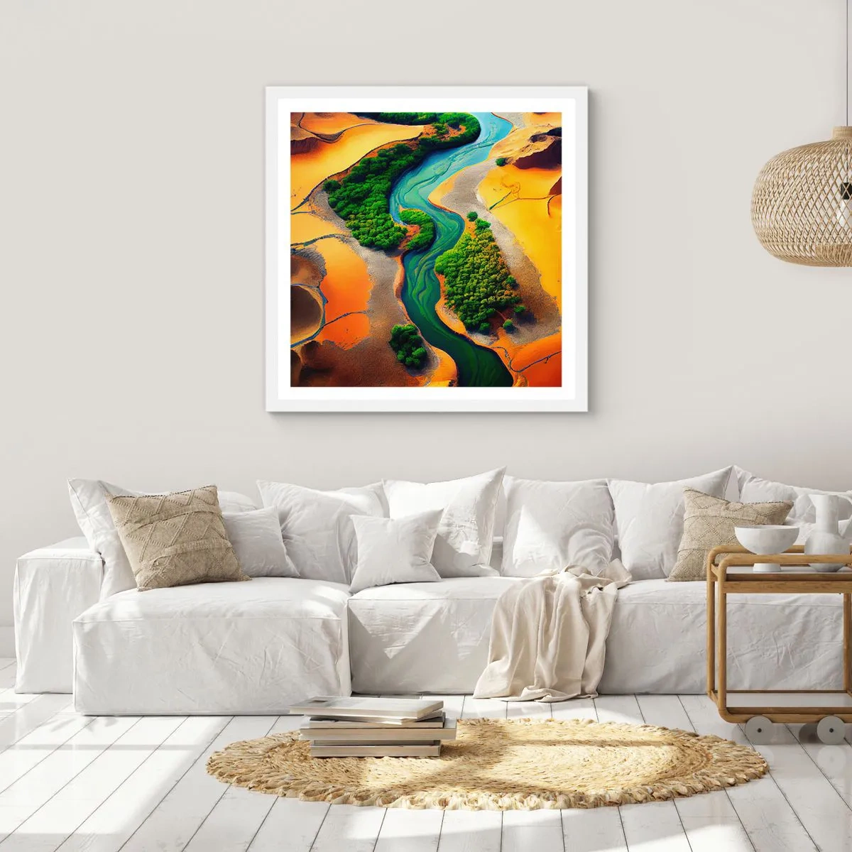 Affiche dans un cadre blanc - Poster - Rivière vivifiante - 50x50 cm