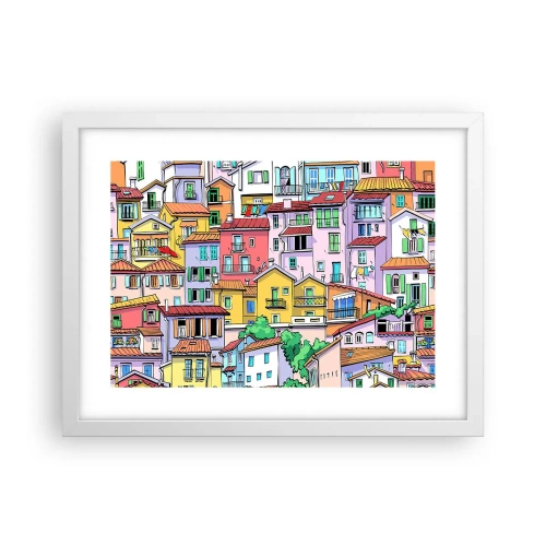 Affiche dans un cadre blanc - Poster - Ville joyeuse - 40x30 cm