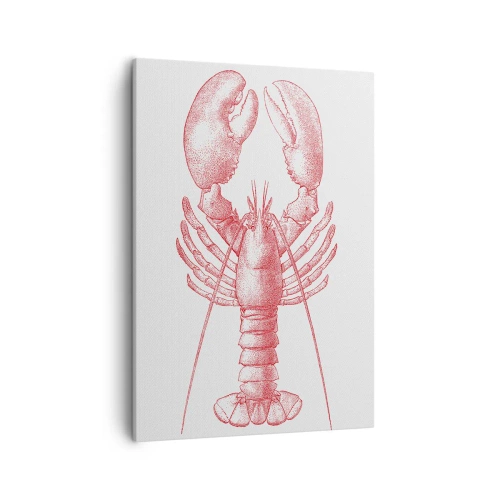 Impression sur toile - Image sur toile - Dessin d'un homard dans une teinte rouge - 50x70cm - Un homard digne d'Homère - Décoration murale moderne pour le salon et la chambre ARTTOR