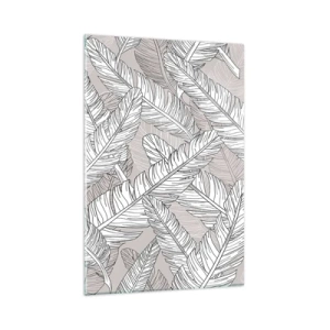 Impression sur verre - Image sur verre - Motif noir et blanc avec des feuilles de bananier sur un fond clair - 80x120cm - Un tourbillon de plumes - Décoration murale moderne pour le salon et la chambre ARTTOR