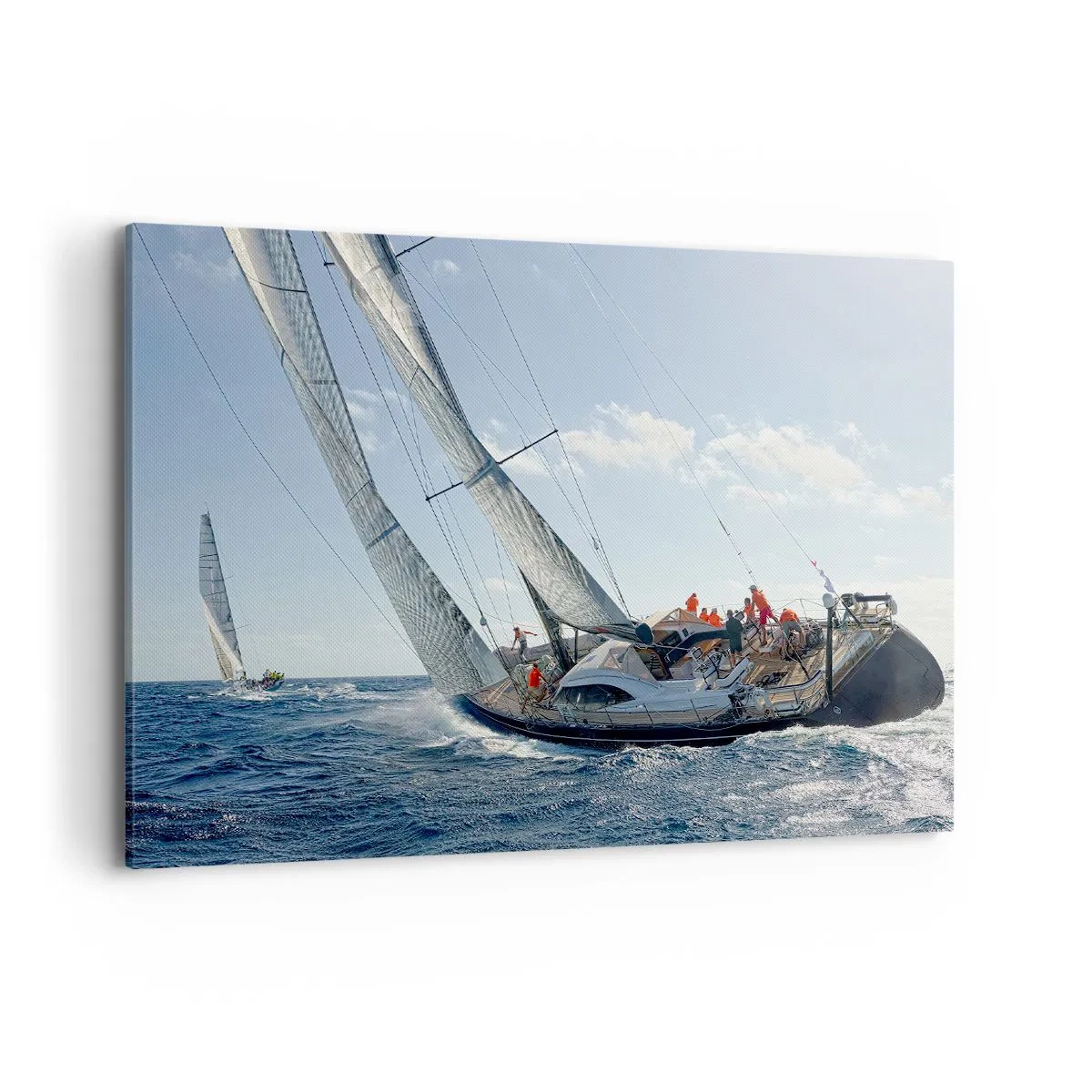Impression sur toile - Image sur toile - Course de yachts en haute mer sous un ciel bleu - 100x70cm - Que le meilleur l'emporte - Décoration murale moderne pour le salon et la chambre ARTTOR