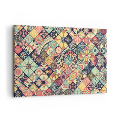 Impression sur toile - Image sur toile - Motifs géométriques colorés inspirés du style marocain - 120x80cm - Ambiance marocaine - Décoration murale moderne pour le salon et la chambre ARTTOR