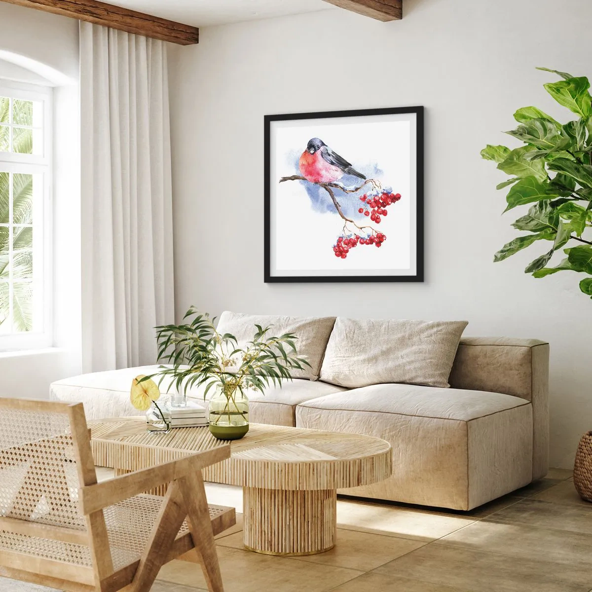 Affiche dans un cadre noir - Poster - L'hiver en couleurs - 30x30 cm