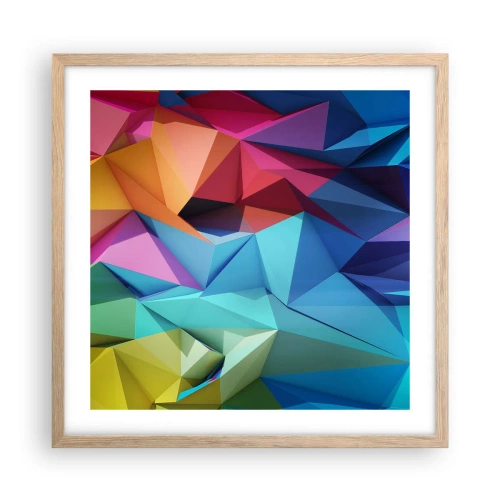 Affiche dans un chêne clair - Poster - Origami arc-en-ciel - 50x50 cm