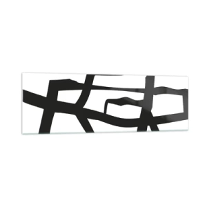 Impression sur verre - Image sur verre - Motif minimaliste noir et blanc avec des lignes géométriques - 160x50cm - Conception noir et blanc - Décoration murale moderne pour le salon et la chambre ARTTOR