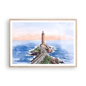 Affiche dans un chêne clair - Poster - Face à la mer - 100x70 cm