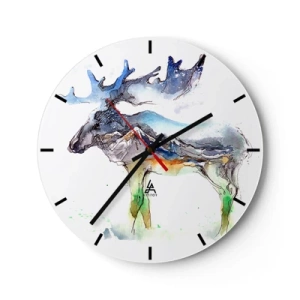 Horloge murale - Pendule murale - Un orignal dans un paysage hivernal avec des détails pittoresques à l'aquarelle - 30x30cm - Le héros d'un conte d'hiver - Décoration murale moderne pour le salon, la cuisine et la chambre ARTTOR