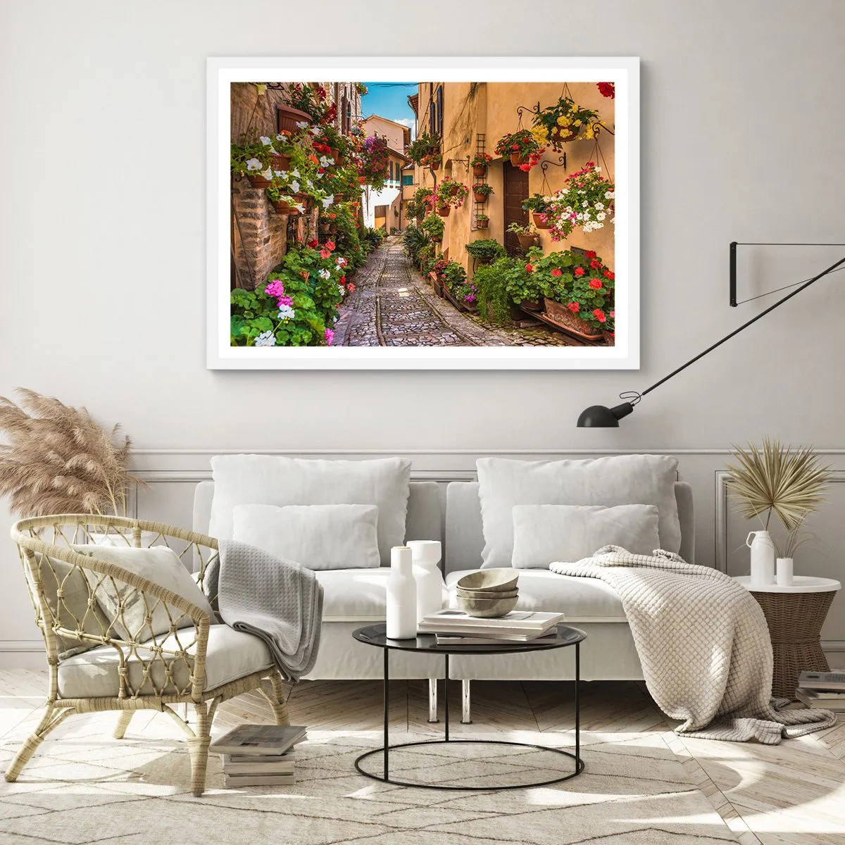 Affiche dans un cadre blanc - Poster - Ruelle italienne - 100x70 cm