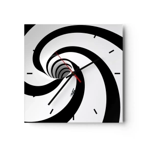 Horloge murale - Pendule murale - Spirale abstraite noire et blanche avec un effet tourbillonnant - 30x30cm - Céder au vortex ? - Décoration murale moderne pour le salon et la chambre ARTTOR