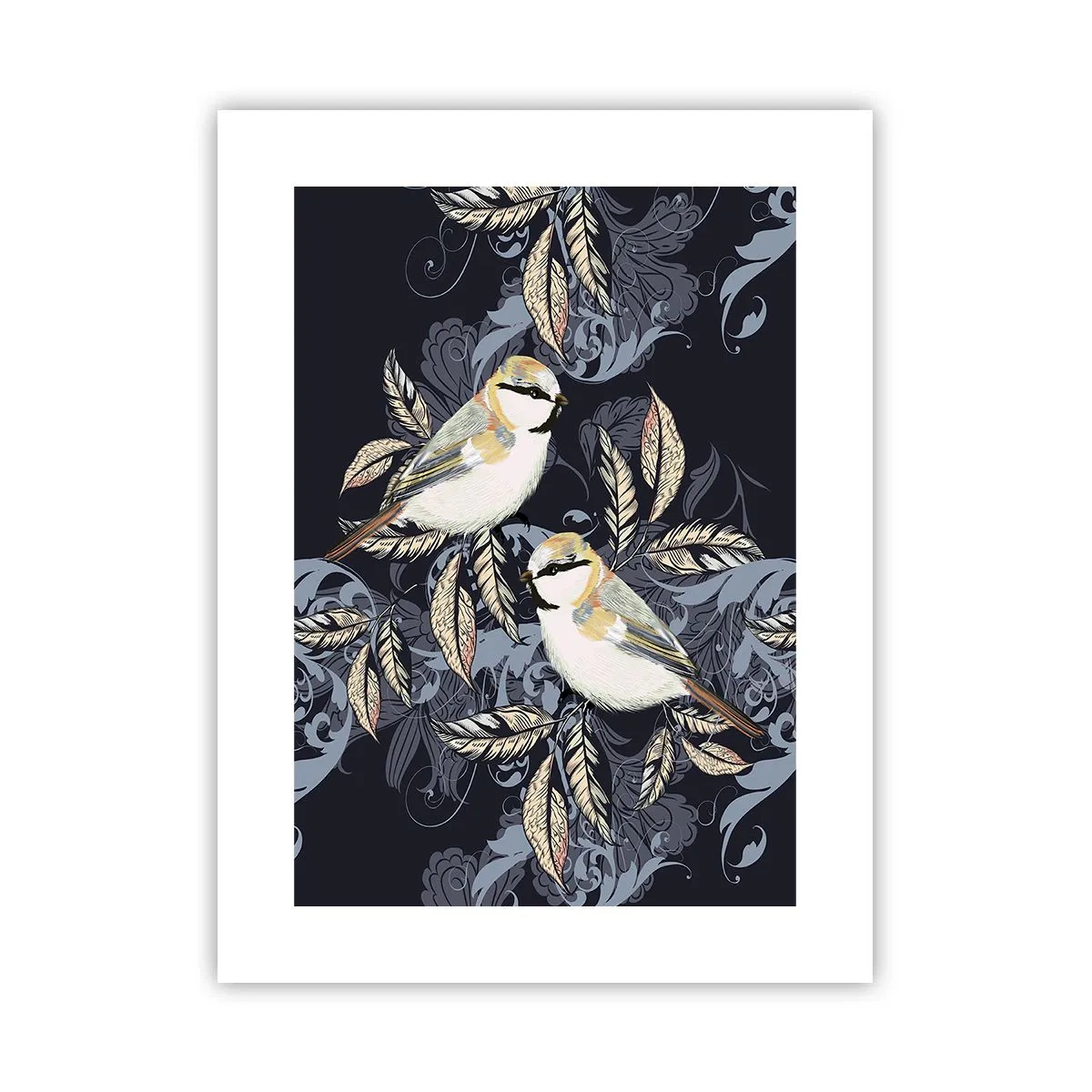 Affiche - Poster - Babillement jaune et bleu - 30x40 cm