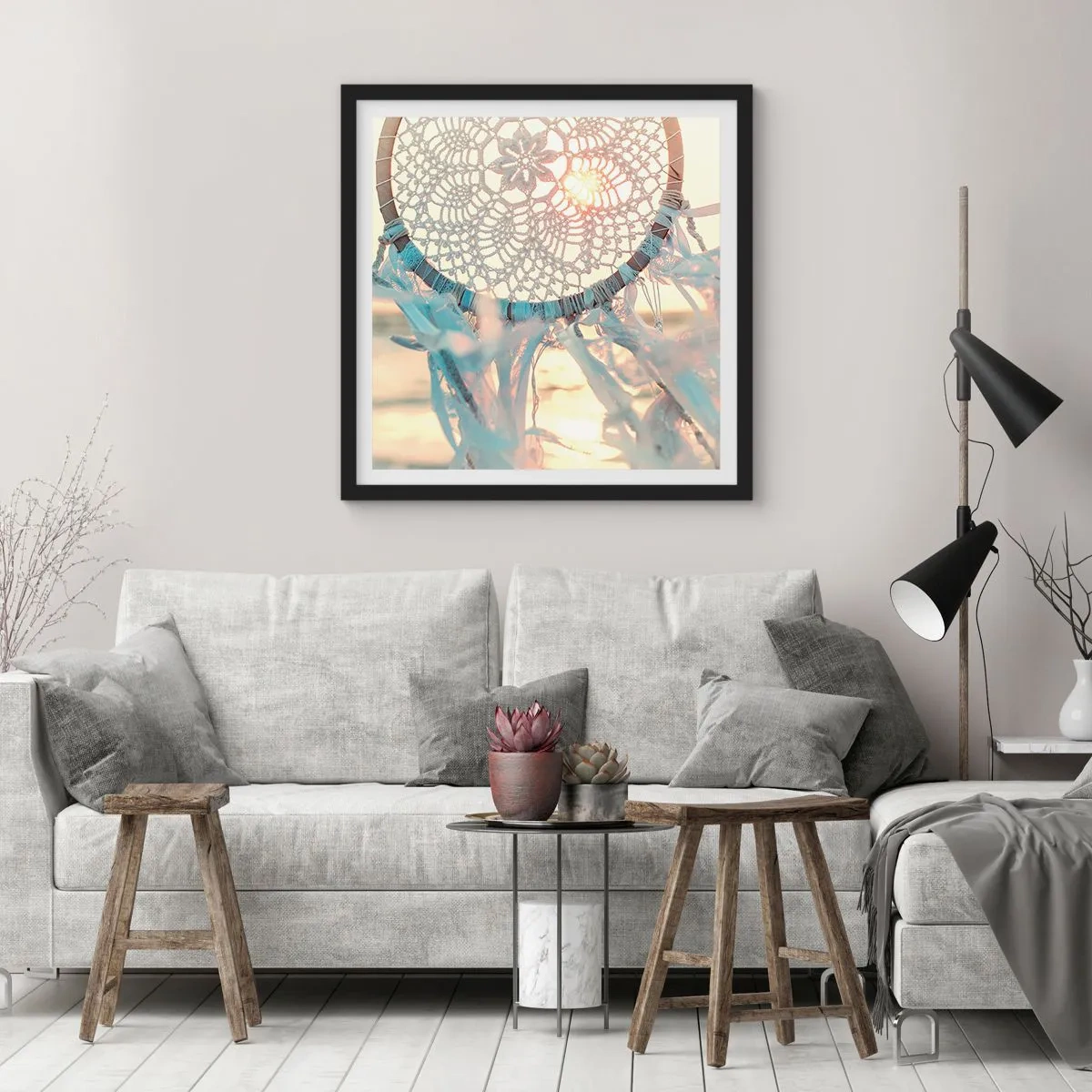 Affiche dans un cadre noir - Poster - Totem en dentelle - 50x50 cm