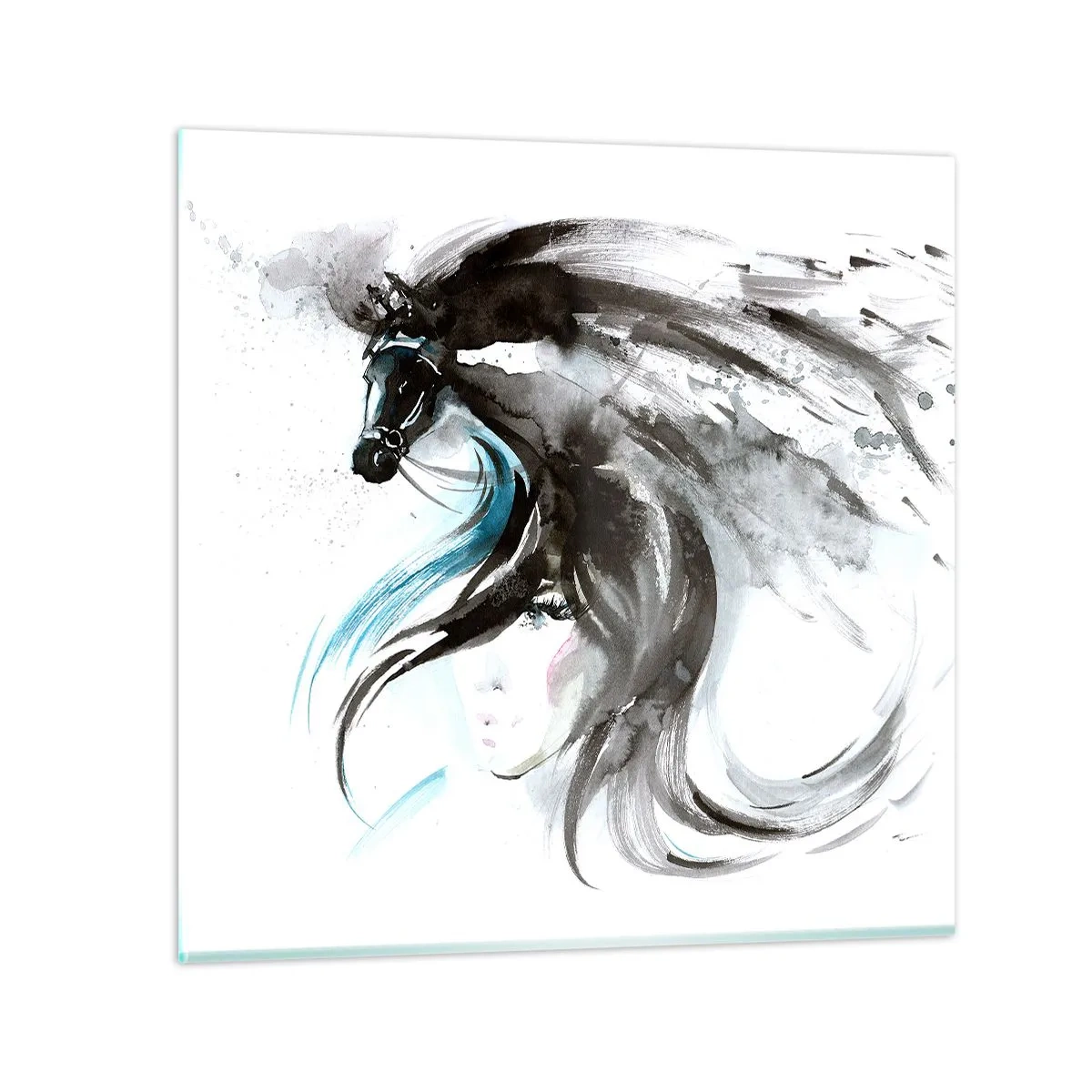 Impression sur verre - Image sur verre - Galop du prince noir - 60x60 cm