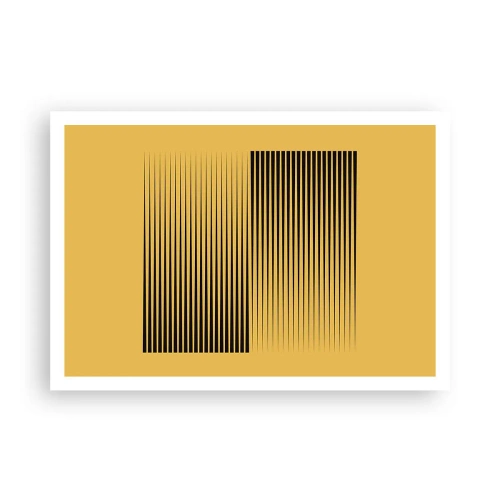 Affiche - Poster - Lignes noires verticales sur fond jaune - 100x70cm - Cadre opposé - Décoration murale moderne pour le salon et la chambre ARTTOR