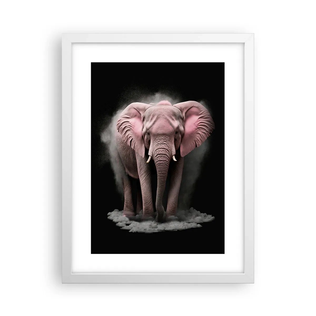 Affiche dans un cadre blanc - Poster - Ne pensez pas à un éléphant rose ! - 30x40 cm