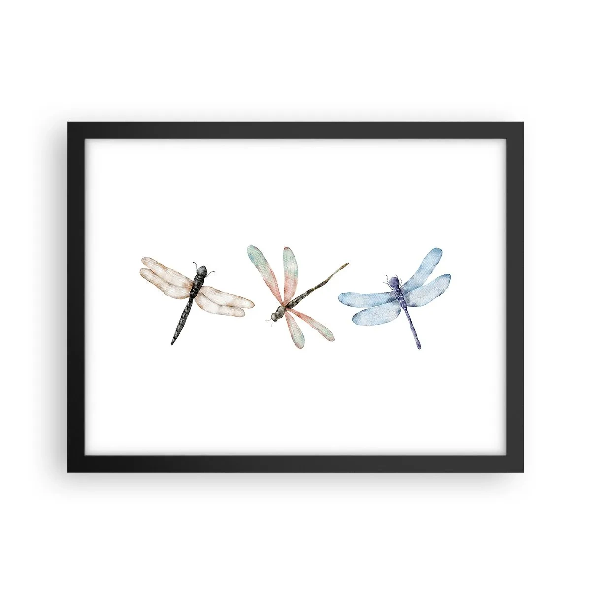Affiche dans un cadre noir - Poster - Libellules en apesanteur - 40x30 cm