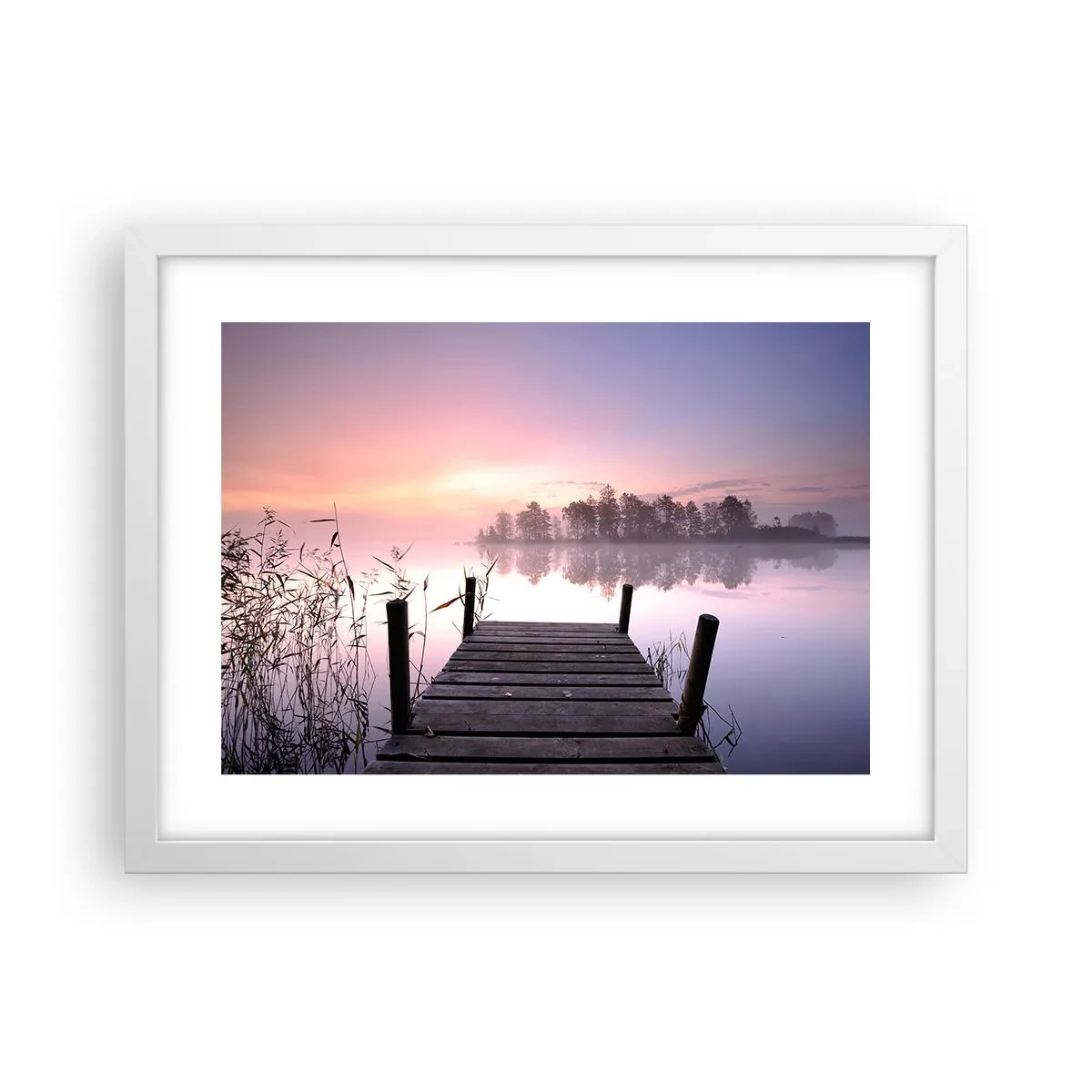 Affiche dans un cadre blanc - Poster - De la brume lilas… - 40x30 cm