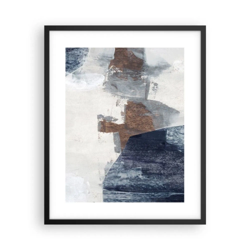 Affiche dans un cadre noir - Poster - Formes bleues et brunes - 40x50 cm