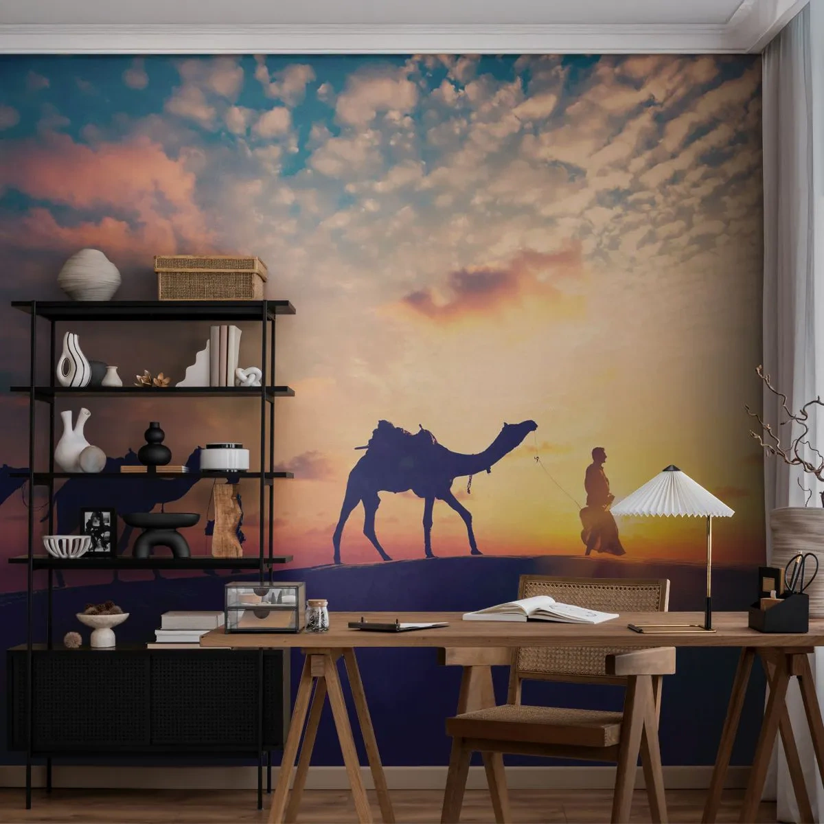 Papier Peint Autocollant Deluxe Sticker - L'esprit mystérieux de l'Orient - Paysage, Désert, chameau - 250x175 cm