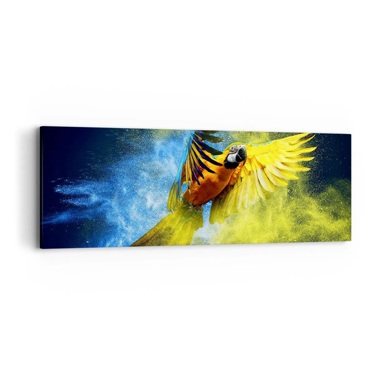 Impression sur toile - Image sur toile - Dans la poussière bleue et dorée - 90x30 cm