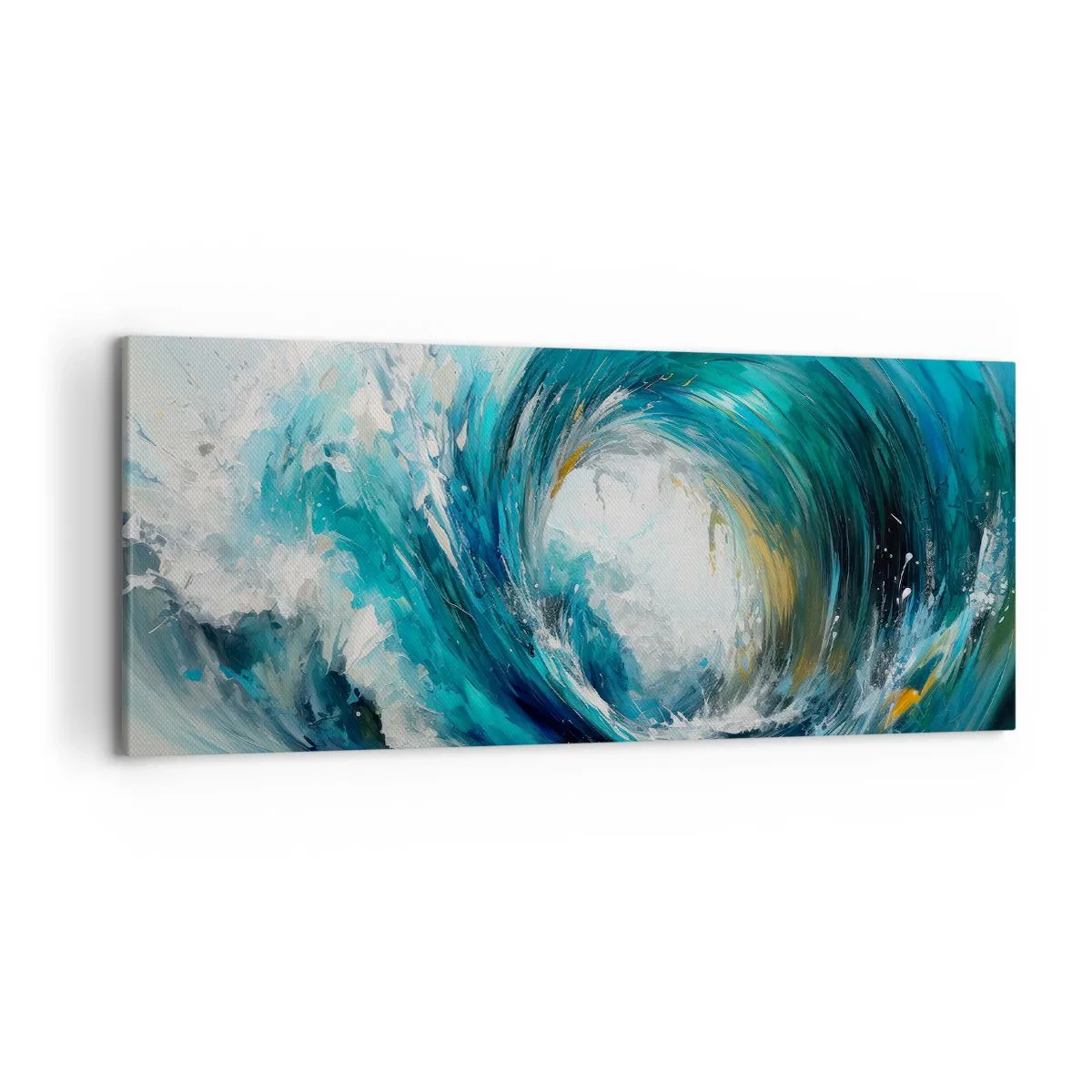 Impression sur toile - Image sur toile - Une vague dynamique dans les tons bleu et turquoise - 120x50cm - Portail maritime - Décoration murale moderne pour le salon et la chambre ARTTOR