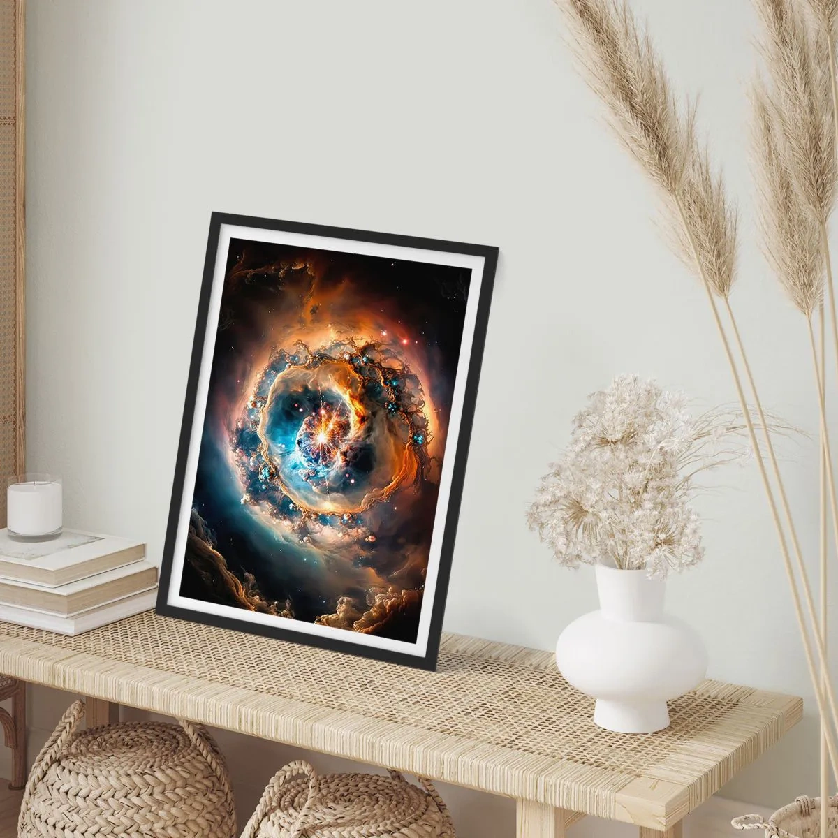 Affiche dans un cadre noir - Poster - Une explosion cosmique de lumière et d’énergie dans l’espace galactique. - 50x70cm - Le début - Décoration murale moderne pour le salon et la chambre ARTTOR