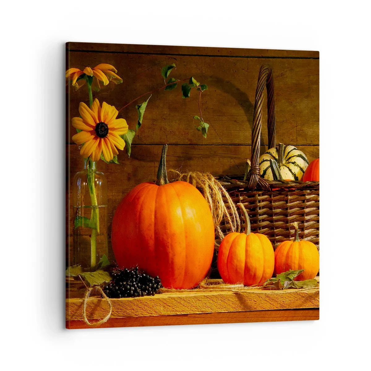 Impression sur toile - Image sur toile - Une composition rustique - cadeaux d'automne - 50x50 cm