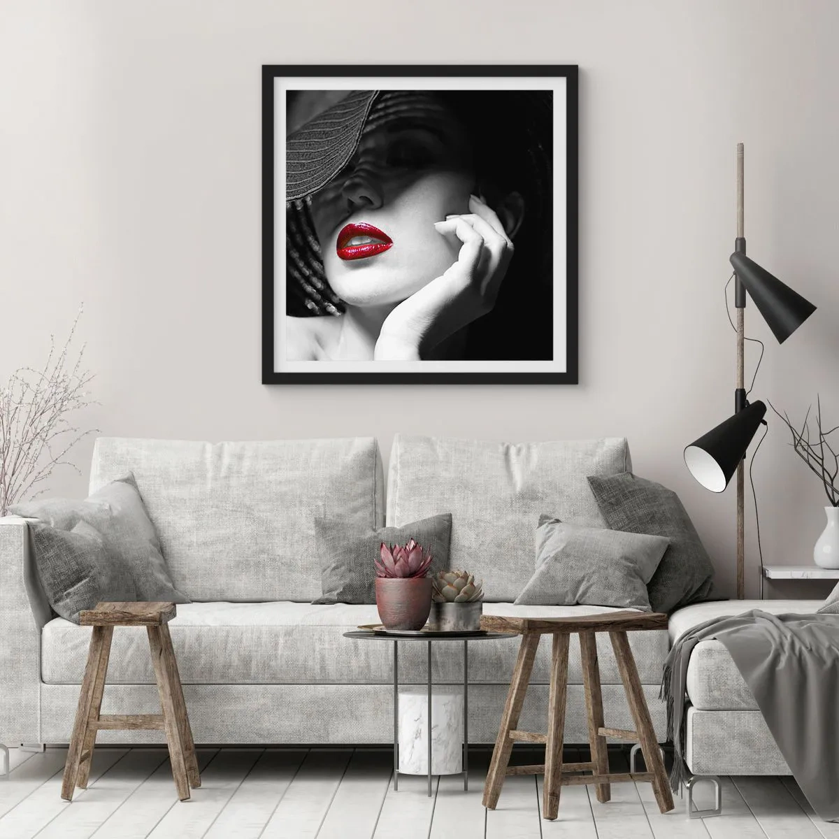 Affiche dans un cadre noir - Poster - Étude écarlate - 30x30 cm
