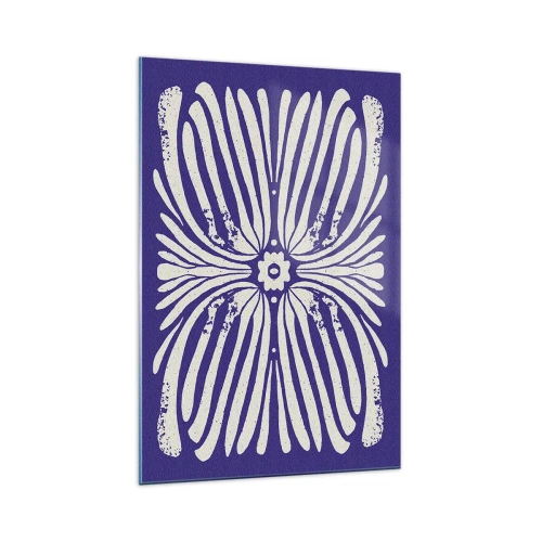 Impression sur verre - Image sur verre - Motif ethnique dans les tons violet et blanc - 70x100cm - Inspirations ethniques - Décoration murale moderne pour le salon et la chambre ARTTOR