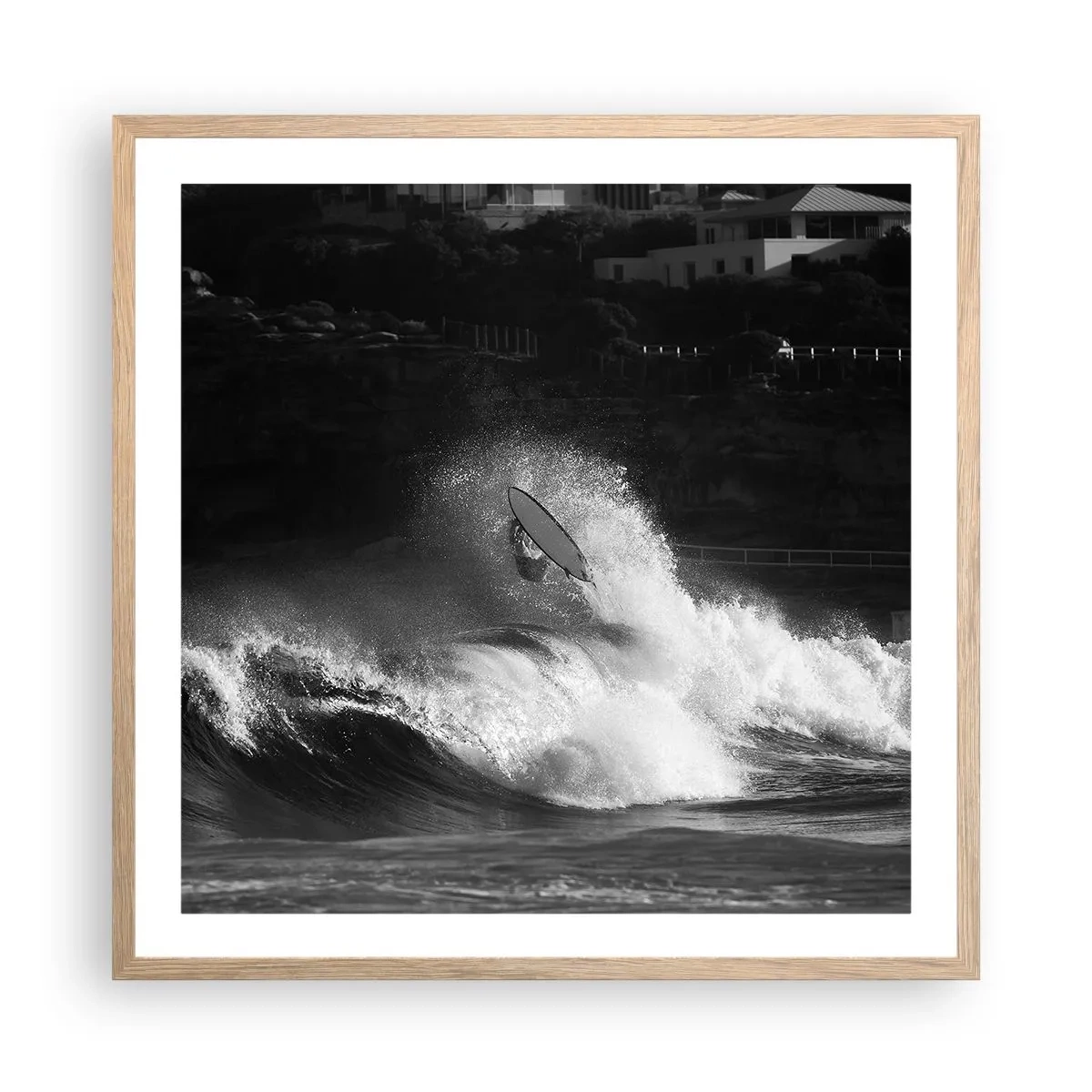 Affiche dans un chêne clair - Poster - Défi accepté! - 60x60 cm