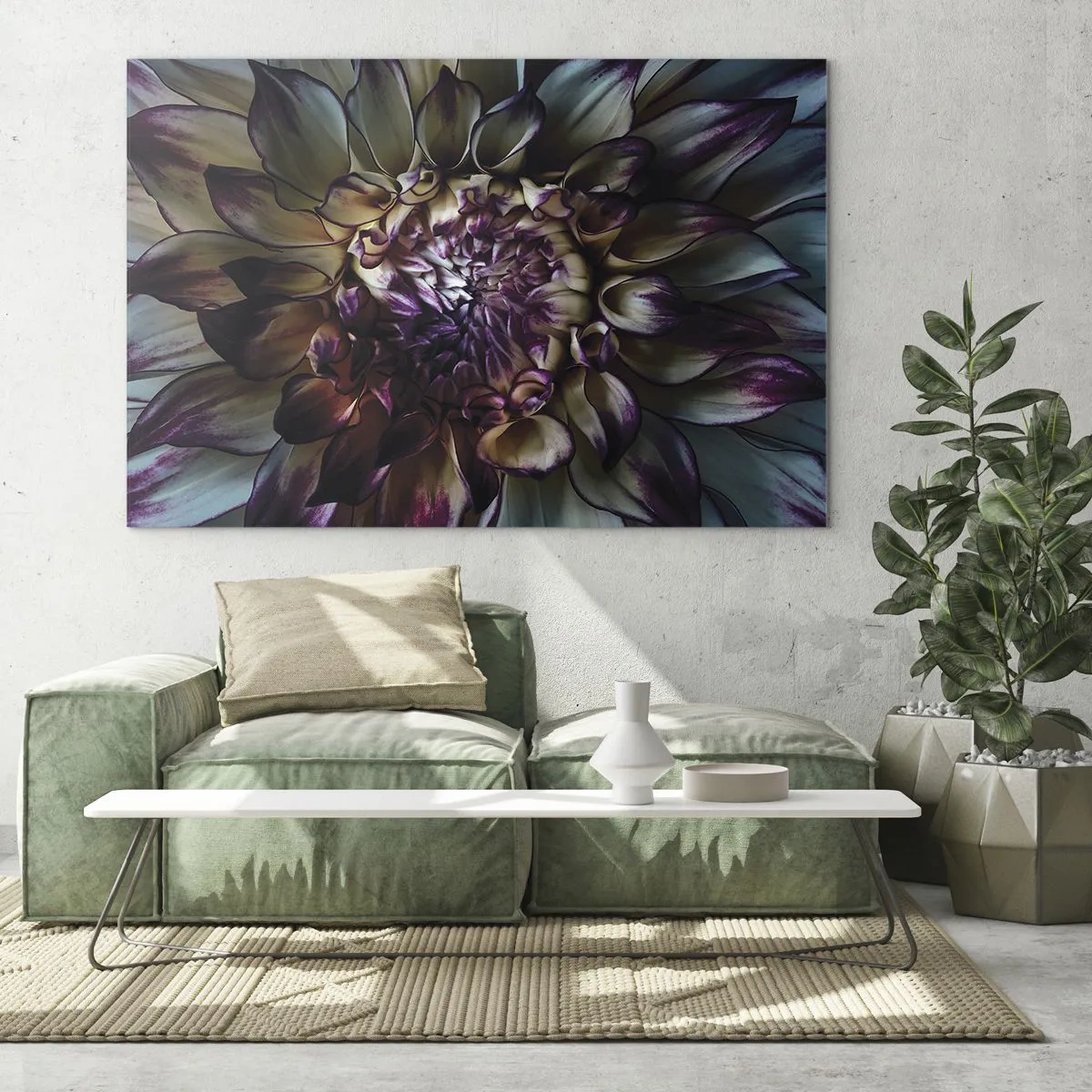 Impression sur verre - Image sur verre - Gros plan d'une fleur dans une palette de couleurs sombres - 120x80cm - L'apogée de la jeunesse - Décoration murale moderne pour le salon et la chambre ARTTOR